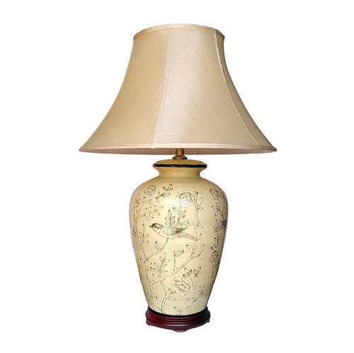 Cream ceramic lamp oriental - cream,