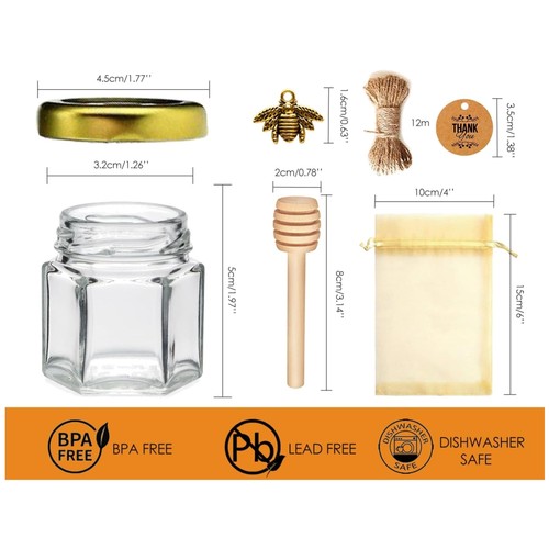 Small glass honey jars with - jars,