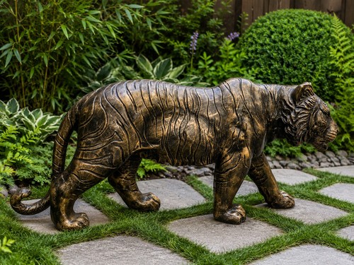 Bronze prowling tiger garden - bronze,