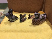 5 Hand Carved Wooden Ducks