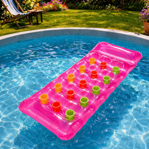 Inflatable pink lounger lilo - pink,