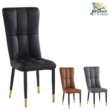 Dining Chairs 2pcs Modern Leather High Back Sturdy Chrome Legs Office/Cafe/Hotel
