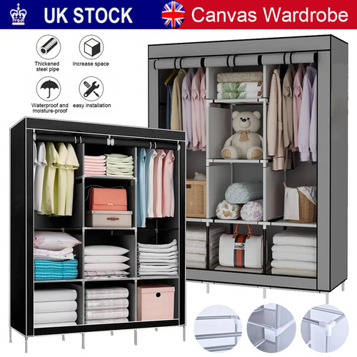 Large fabric canvas wardrobe - large,