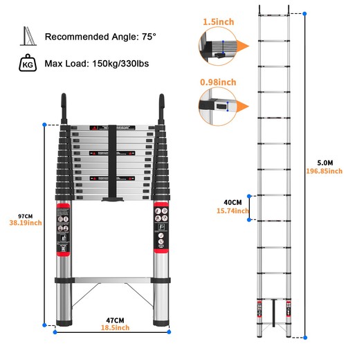 Telescopic ladder - 5m,