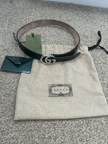 Gucci black leather belt - leather,