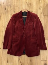 Samuel Windsor Burgundy Velvet Dinner Jacket with Notch Lapels - Single Breasted