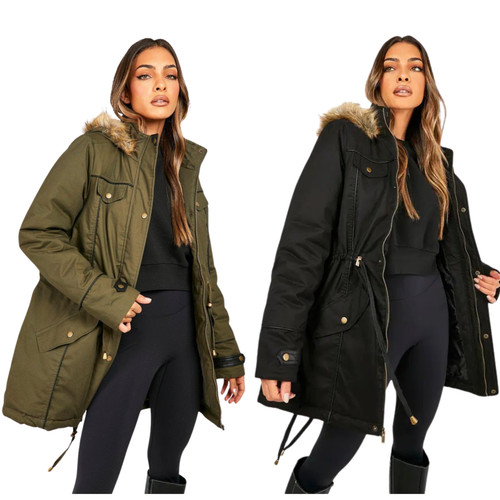 Ladies winter parka coat - parka, faux