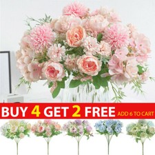 Silk Peony Artificial Fake Flowers Bunch Bouquet Home Wedding Party Garden Decor