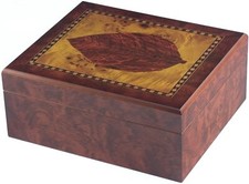 Cigar Humidor with Tobacco Leaf Design Holds 25 Cigars NEW & BOXED