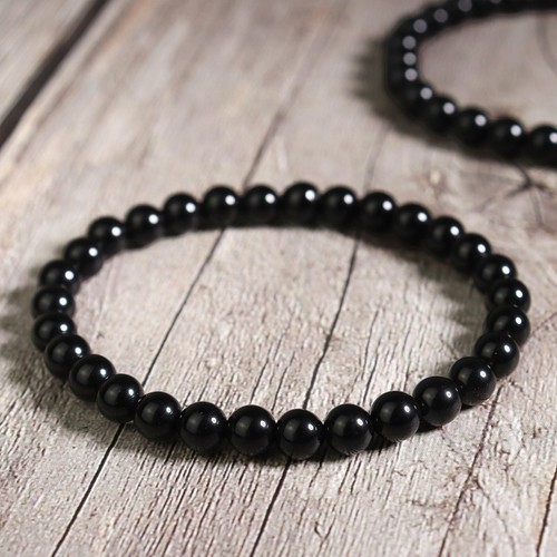 Natural black tourmaline - black, 6mm
