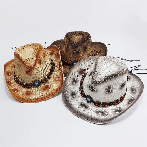 Straw cowboy hat summer - straw,