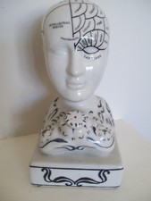 ANTIQUE DESIGN POTTERY PHRENOLOGY HEAD INKWELL STUDENT PSYCHOLOGY PSYCHIATRY
