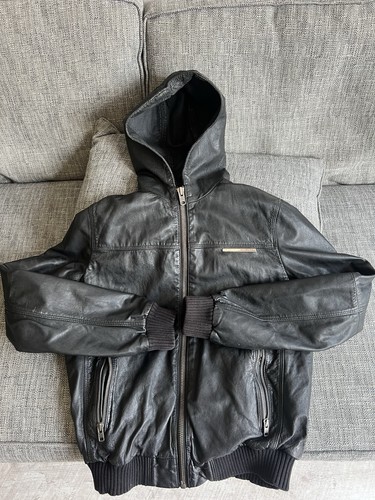 Superdry leather hooded bomber - leather,