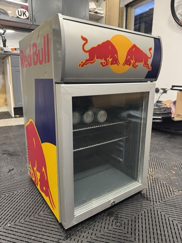 Red bull mini fridge - bull, shelf