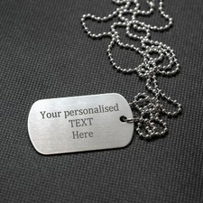PERSONALISED ARMY DOG TAG NECKLACE ENGRAVED ALUMINIUM PENDANT MILITARY TAGS GIFT
