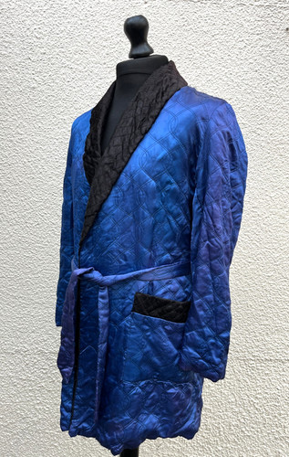 Vintage blue quilted smoking - blue,