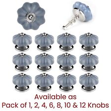 ⭐ Pumpkin Grey Ceramic Door Knobs Cabinets Cupboard Drawers Pulls Handles