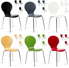 4 x Stacking Dining Chairs Keeler Metal Cafe Style Grey Red Green White Black