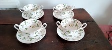 WEDGWOOD WILD STRAWBERRY SOUP BOWLS WITH HANDLES RARE IN VGC