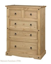 Corona 3+2 (5) Drawer Chest of Drawers Mexican Solid Pine by Mercers Furniture®