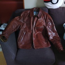 Aero Leathers Single Riders Jacket Horsehide Brown Leather L Size 40U Mens Japan