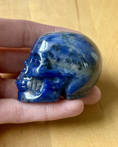 Sodalite crystal skull - skull, carving