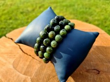 Nephrite Jade Tumblestone Healing Bracelet, balances yin yang, dream stone,...