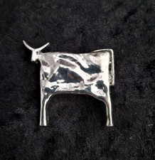 Nordic Cow Brooch Silver Tone