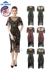 1920s Vacation Cocktail Flapper Sequins Tassel Fringe Great Gatsby Party Dres-FP