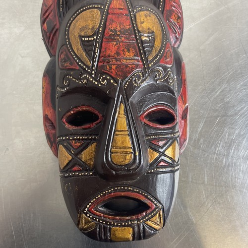 African wood hand carved face - african,