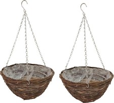 2 x Hanging Baskets 16" Rattan