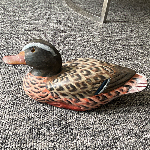 Hand painted wooden duck decoy - wooden,