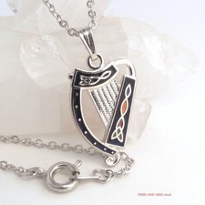 Irish Harp Pendant Necklace