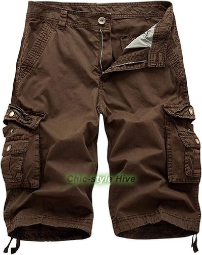 Men military cargo shorts - military,