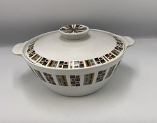 Alfred Meakin Glo-White Ironstone Random Pattern 9” Lidded Serving Tureen B