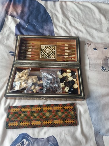 Wooden backgammon chess - wooden, &
