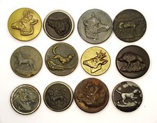Lot Of 12 Hunting Buttons, France, 19th-20th Century. 23-27 Mm No. 10