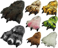 Women Men Boys Girls Soft Plush Fun Winter Animal Claw Paw Feet Indoor Slippers