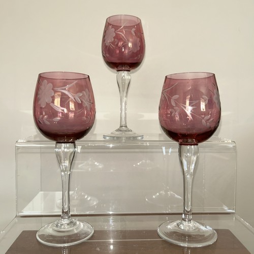 Vintage floral etched wine - vintage,