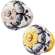 FLORAL CERAMIC DOOR KNOBS Cupboard Handles Drawer Pulls Shabby Chic Quality 