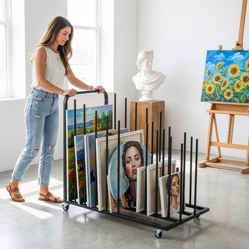 Art storage rack with - storage,
