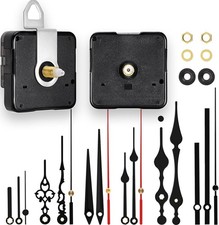 2 Non Ticking Clock Movements with 6 Pack Different Size 7/10in(7168S), Black 