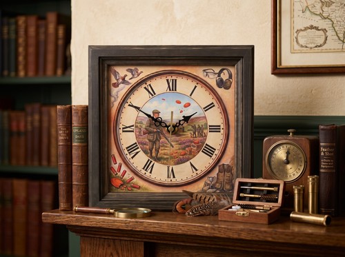 Clay pigeon wall - pigeon, clock