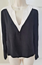 Zara Womens Black White Monochrome Blouse Top Size L