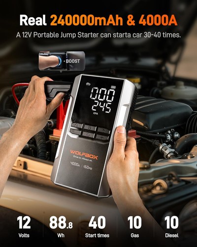 Wolfbox 4000a jump starter - 4000a,