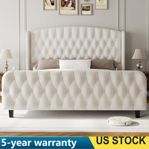 Queen king size bed - bed, w/