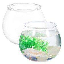 2pcs Round Aquarium Tank Desktop Fish Tank Goldfish Aquarium Tank Bowl Terrarium