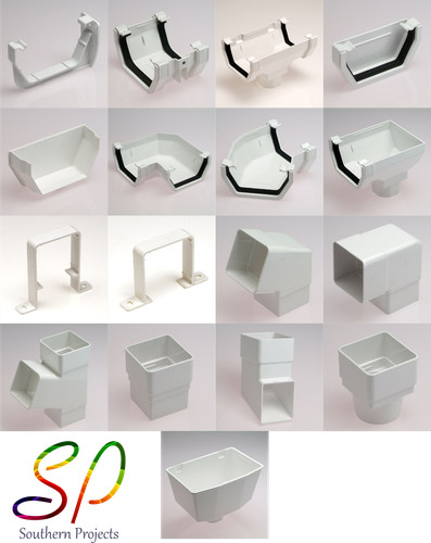White square gutter fittings - square,