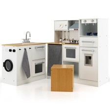 2-Piece Kids Pretend Play Set Kitchen and Washing Machine Toy Kitchen Toy Set