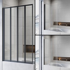 ELEGANT Bath Shower Screen Wet Room Black Frame Clear Glass Panel 3 Types Door